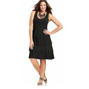 Style&Co - Women's Tiered Ruffle Dress - Black - Size 0X - Brand New